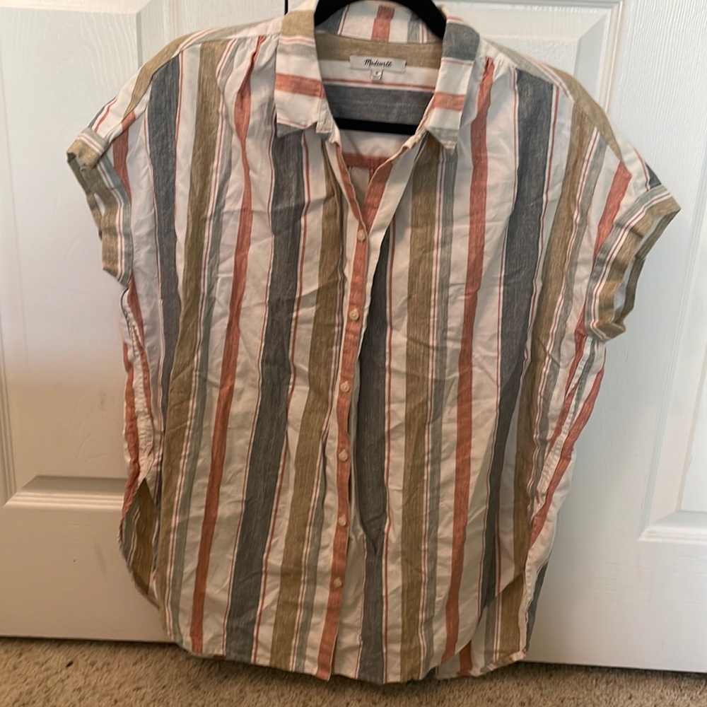 Madewell Central Shirt Tunic Womens Medium Gilman Stripe Button Down